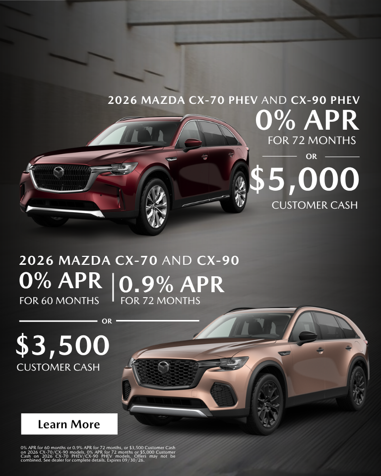 2026 Mazda CX-70 and CX-90 PHEV 0% APR