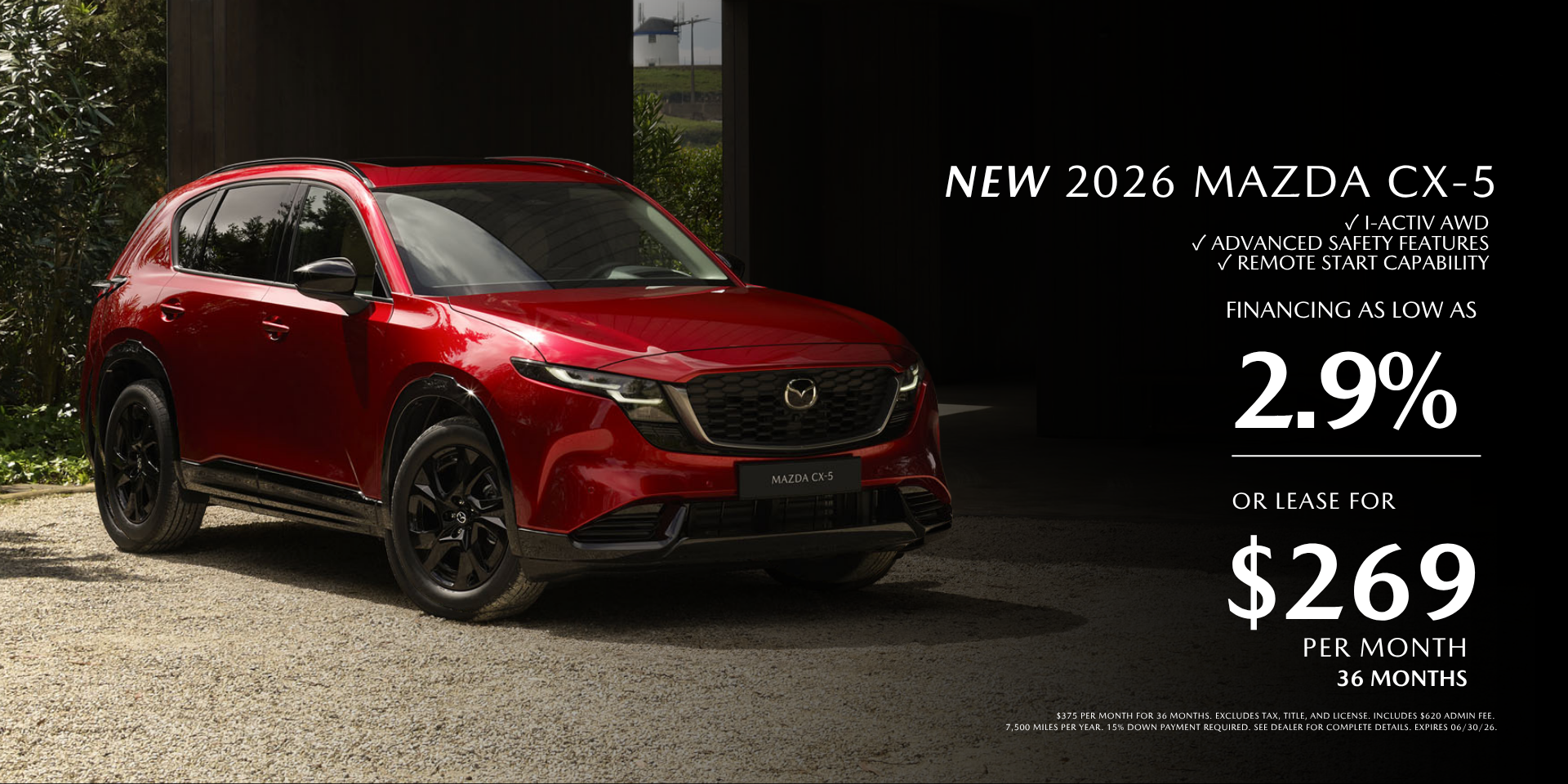 2026 Mazda CX-5 2.9% APR OR Lease $269