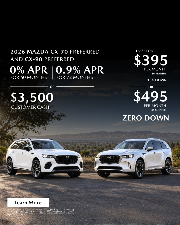 2026 Mazda CX-70 and CX-90 Preferred 0% APR